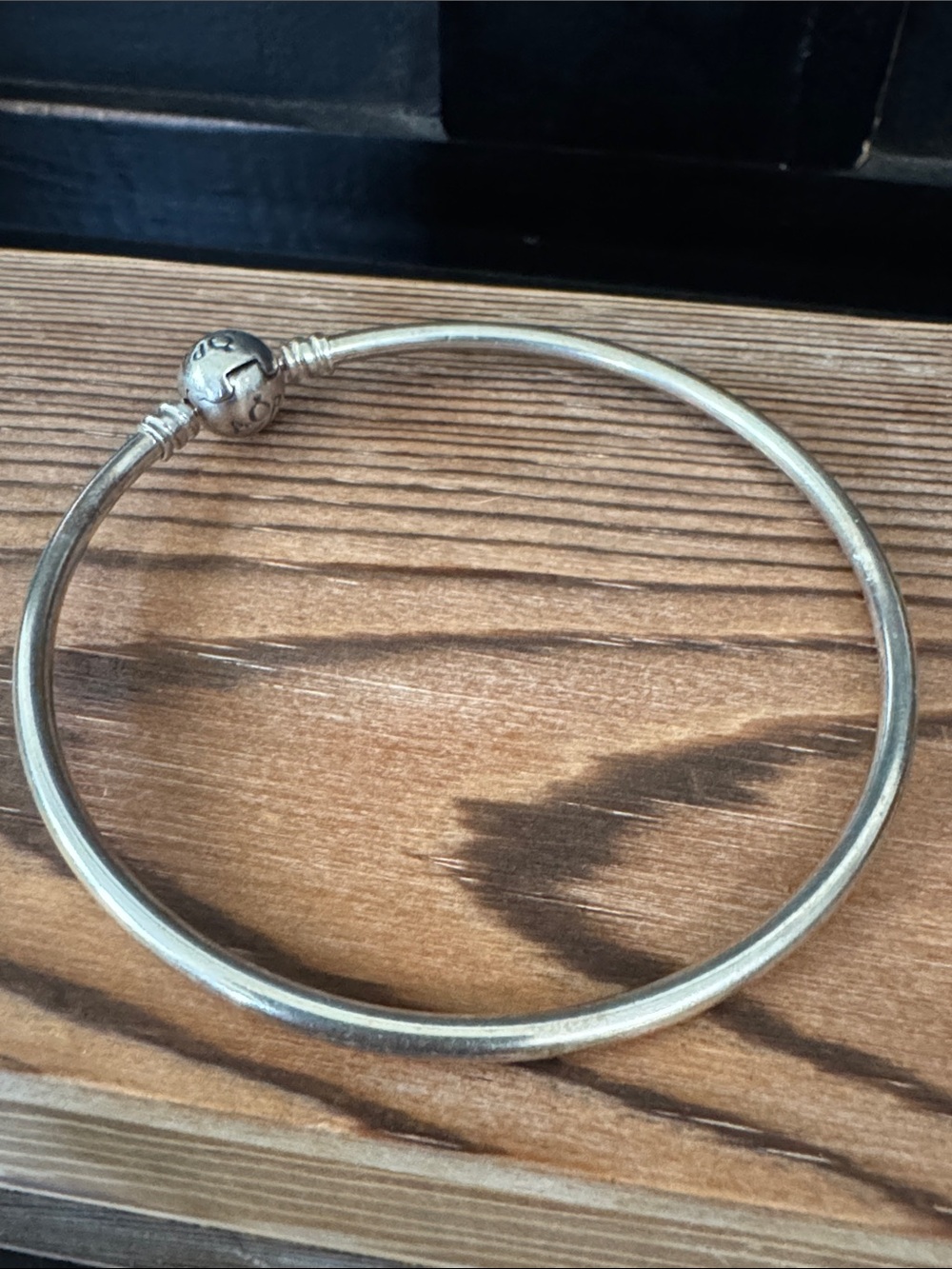 Pandora Silver-Tone Round Bangle with Logo Clasp - Picture 3 of 3